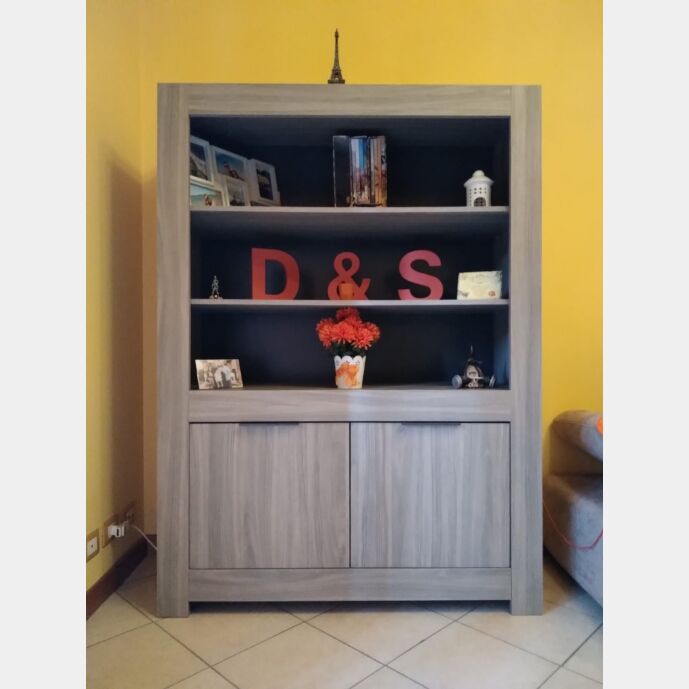 ACQUISTA ANCHE TU Libreria Rovere grigio, 2 ripiani e 2 ante,  Made in Italy