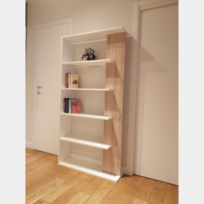 Libreria moderna rovere canadian e bianco con 5 ripiani