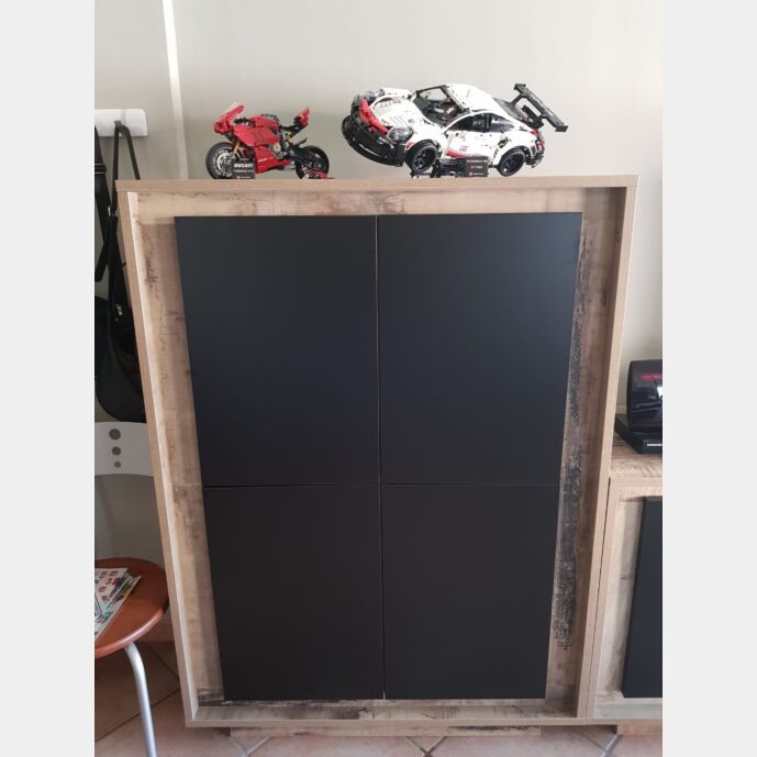 ACQUISTA ANCHE TU Madia Pedro di Design, 4 ante Alta, Moderna, finitura Pero e Nero