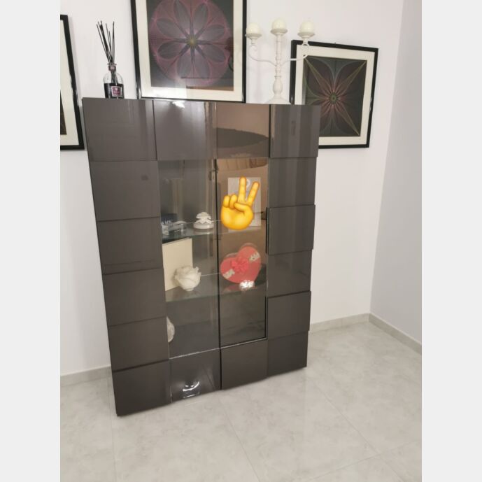 Moderna Vetrina di Design Grigio a due ante