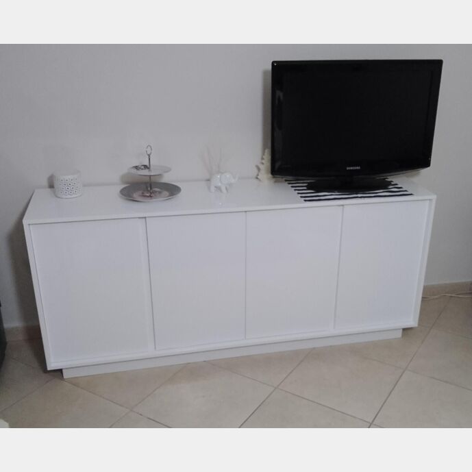 Credenza Madia moderna con 4 ante in finitura bianco lucido