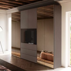 Armadio moderno scontato, con ante vetro Bronzo 