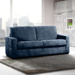 Divano letto Blu petrolio sfoderabile, 3 posti