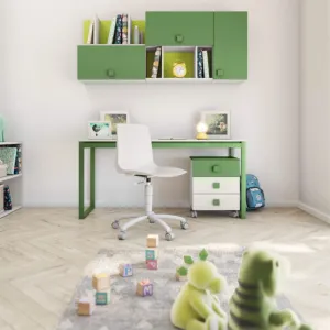 scrivania bianca e verde
