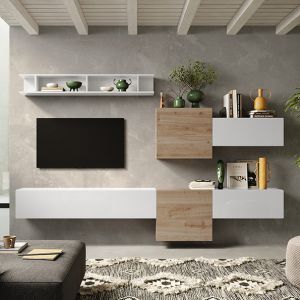 Parete TV Bianco lucido e Cadiz