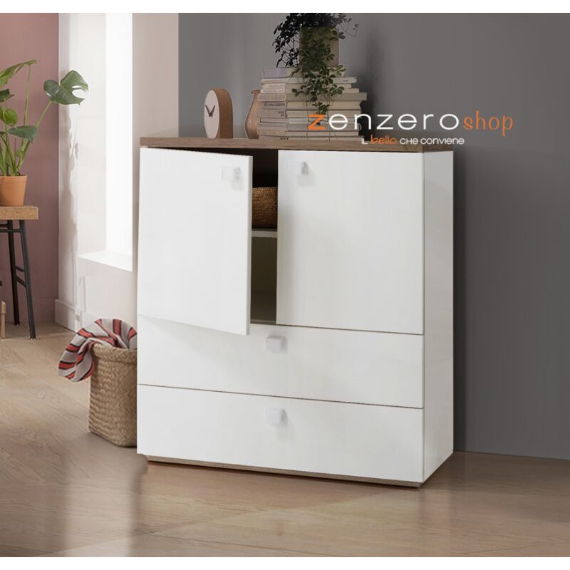 Cassettiera Miami F102, Rovere Artisan, Nero, Con cassetti e ante, Numero di cassetti: 3.00