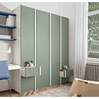 Armadio moderno 4 ante battenti e 6 cassetti in Larice Bianco e Agave