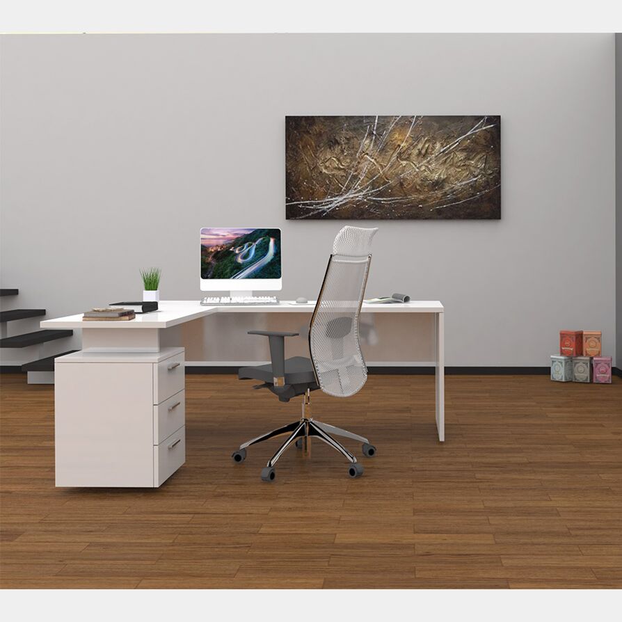 Elegante e scontata Scrivania ad angolo con cassettiera in Bianco