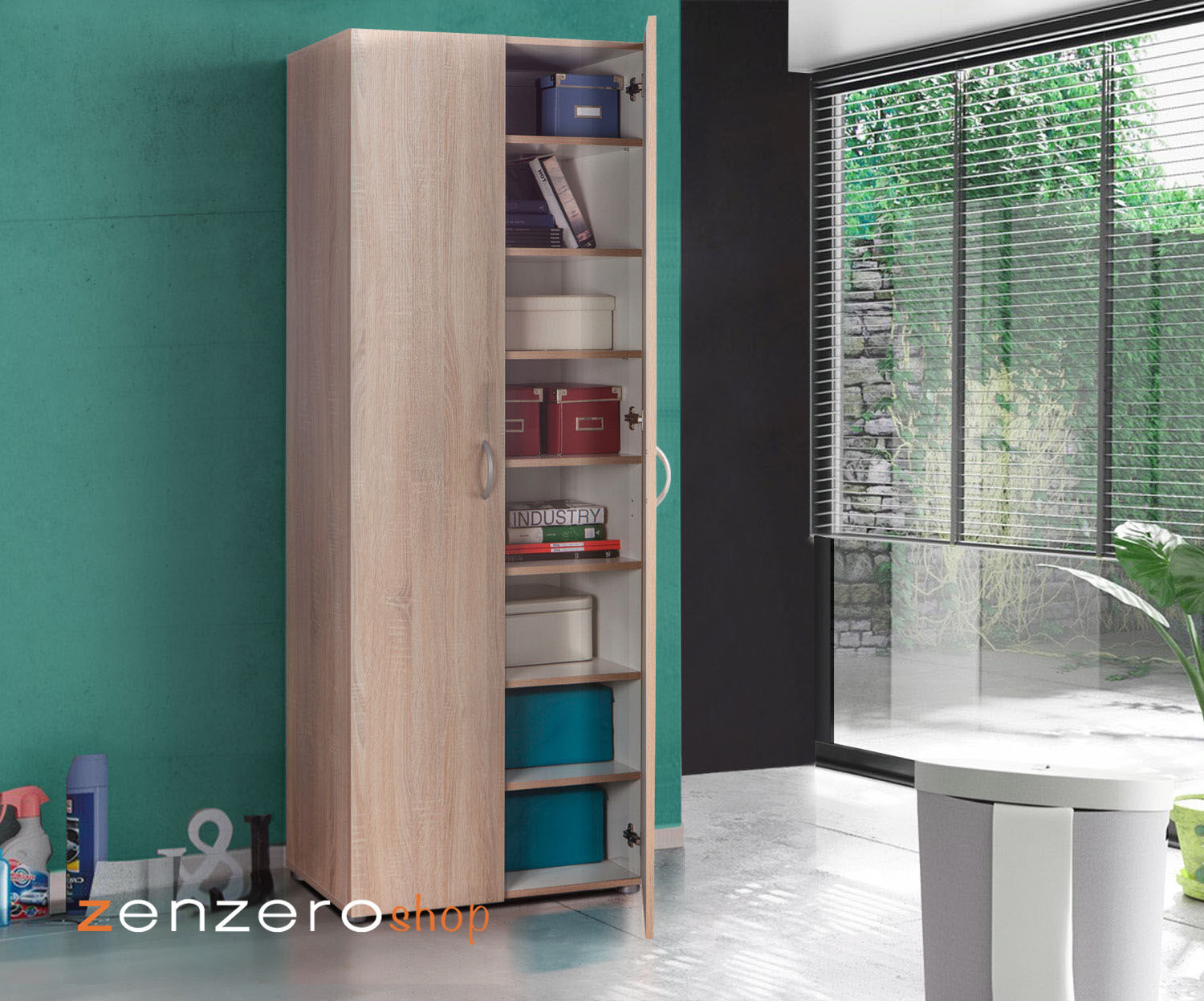 Estensione Armadio Akord 2 Ante E 2 Ripiani - 51x90x55cm, Bianco/Rovere | Per Aumentare Spazio Guardaroba