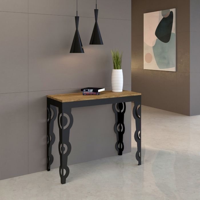 RAGABA ASHME Tavolo Consolle In Frassino Massello 105x35cm | Con Ripiano, Colore Verde Fugace, Facile Da Montare - 2