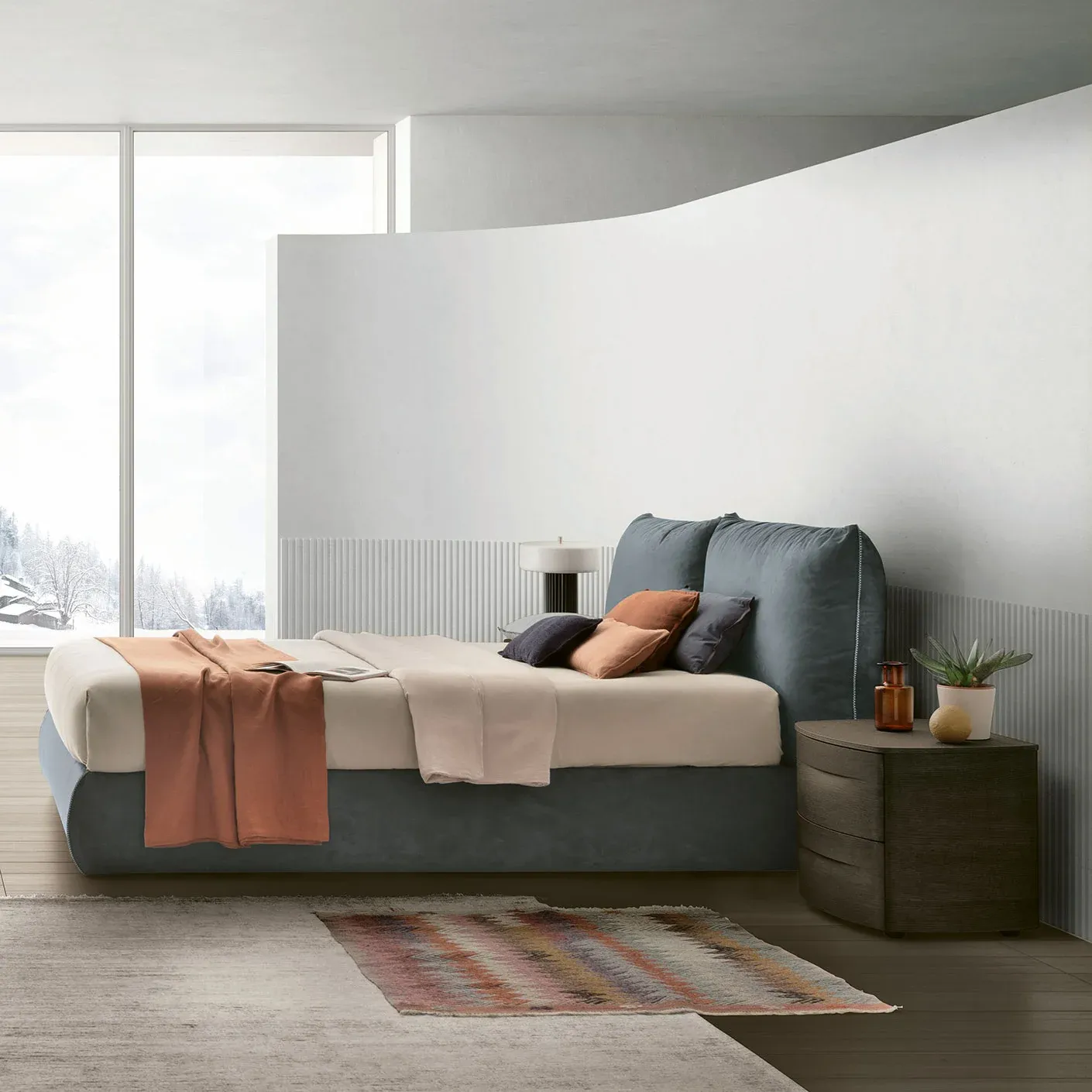 Letto imbottito Sogno Tomasella, finitura tessuto Rinnova 47