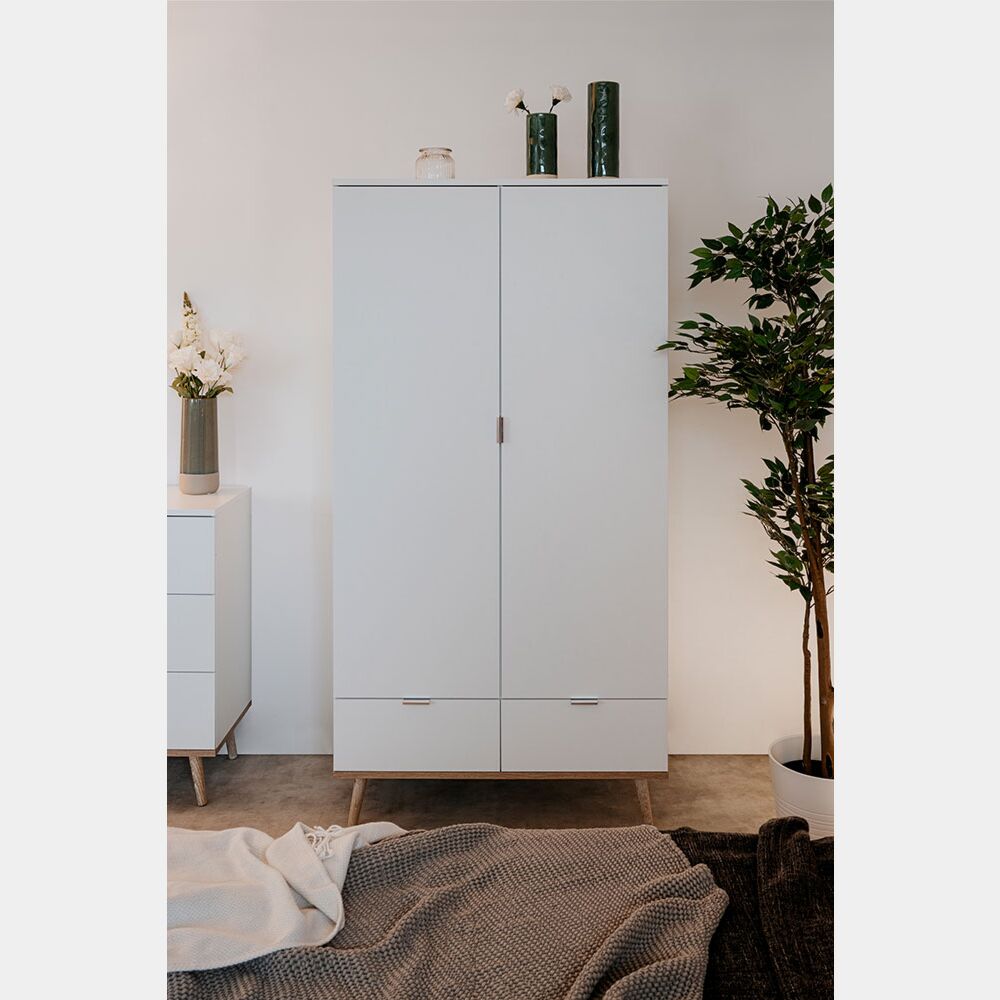 Armadio Dotan II Con Ante Scorrevoli - 200x215x58 Cm, Nero/Bianco, Con Appendiabiti - Foto 3