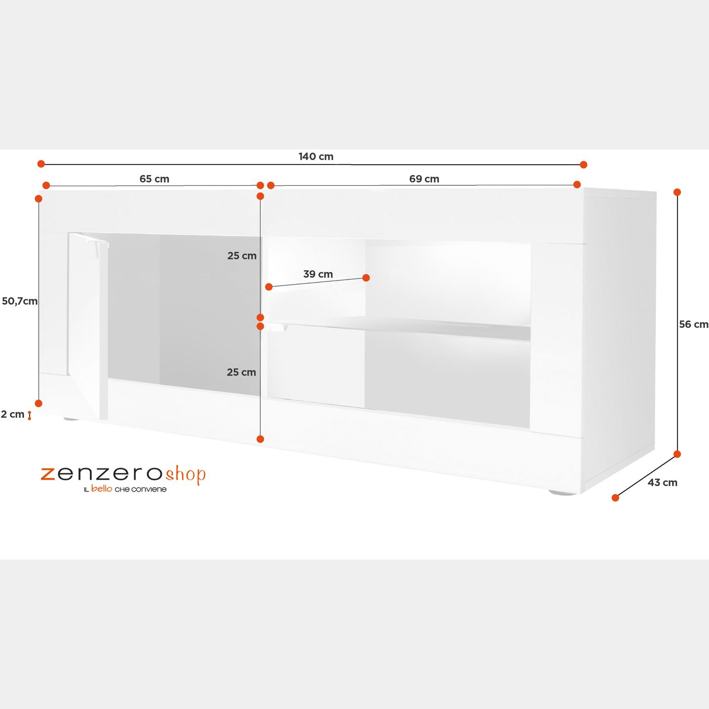 Mobile porta tv design moderno, porta tv Beta Nero e Pero