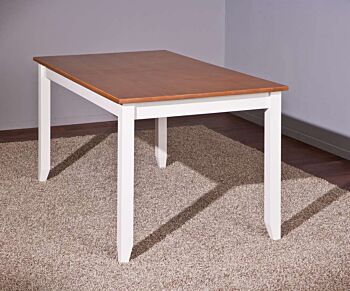 Tavolo in legno massello bianco marrone, 160x90 cm