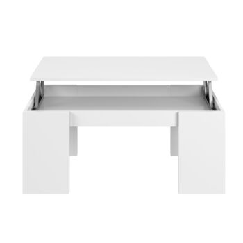 Tavolino basso con contenitore bianco lucido
