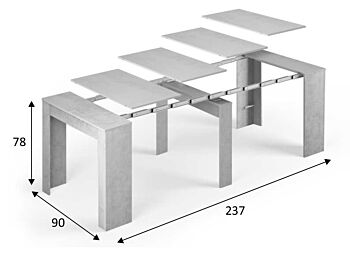 Consolle allungabile in 5 misure diverse, finitura Beton