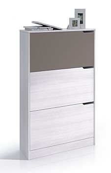 Scarpiera di design, 3 ante, bianco striato e basalto