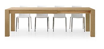 Tavolo di design allungabile in legno, rovere naturale spazzolato, apertura con binario