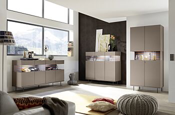 Sala completa moderna, finitura bronzo con piedini di design