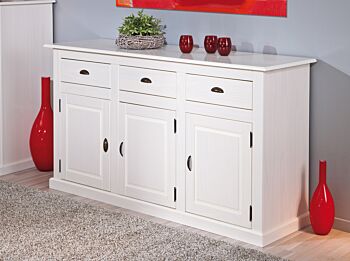 Madia tre ante + tre cassetti in legno massiccio / bianco