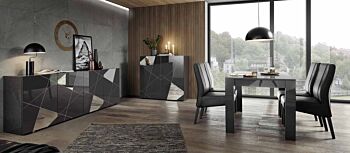 Soggiorno moderno completo  in finitura Grigio lucido con specchi