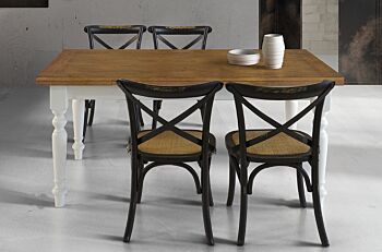 Tavolo allungabile in rovere, bianco - gambe tornite