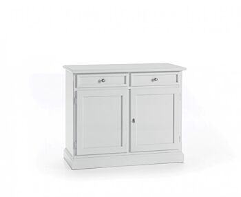 Credenza in legno bianco laccato con pomelli anticati - cm 106x86