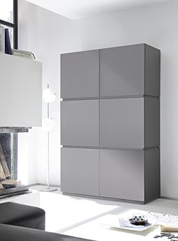 Madia Alta 6 ante in grigio opaco con fascia e zoccolo grigio opaco