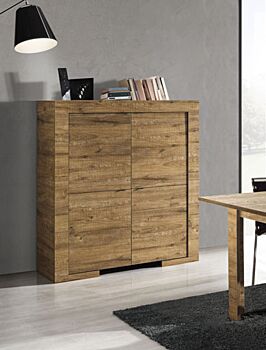 Madia contenitore Alta con 4 ante, finitura Rovere Miele