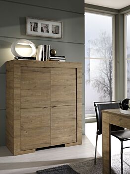 Madia contenitore Alta con 4 ante, finitura Rovere Miele