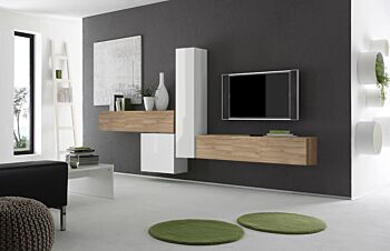 Parete attrezzata moderna di design, Cadiz e Bianco Lucido  - 327x169 cm