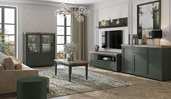 Vetrina bassa salvaspazio colore verde scuro 