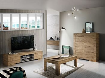 Soggiorno completo, in rovere miele