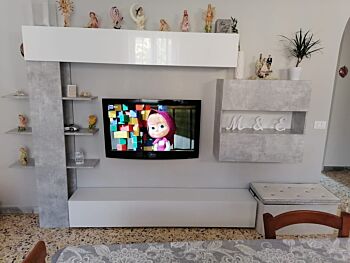 ACQUISTA ANCHE TU Parete attrezzata, Bianco Laccato Lucido e Beton