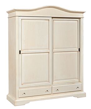 Armadio 2 porte 2 cassetti, finitura Avorio pennellato