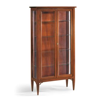 Vetrina in legno finitura noce arte povera, con ante in legno 89x34 H.170