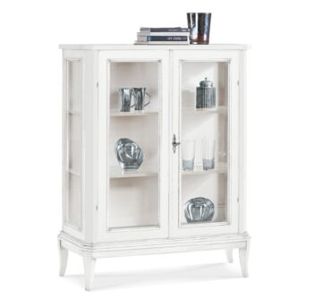 Vetrina in legno finitura bianco opaco. a 2 porte in vetro 96x36 H.116