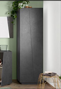 Armadio di design, 2 ante battenti, 5 ripiani, colore Ardesia