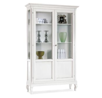 Vetrina a 2 porte in legno finitura bianco opaco 126x44 H.207
