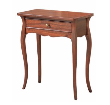 Elegante Consolle in legno, finitura noce con gambe sagomate a sciabola con cassetto 62x70