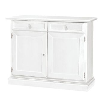 Credenza in legno bianco opaco, arte povera, 105x85 cm