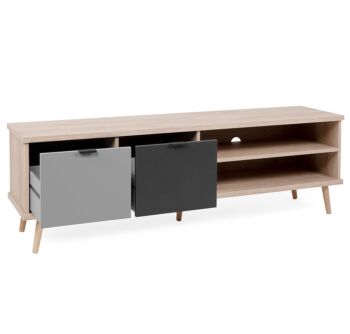 Soggiorno Rosvik in finitura Grigio Seta, Grigio Perla e Antracite