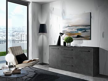 Madia moderna di design, Made in Italy con finitura in Resina dark