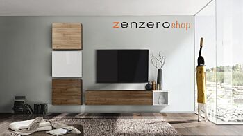 Idee parete attrezzata moderna, finitura Noce Dark, Noce Stelvio e Bianco