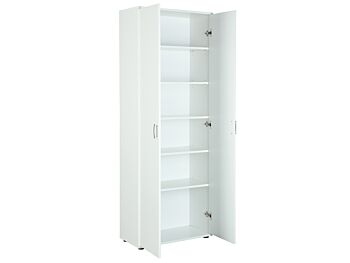 Armadio salvaspazio 2 ante e 5 ripiani, colore bianco