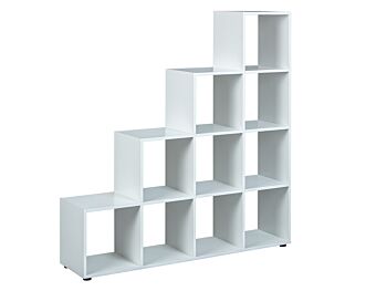 Libreria dieci vani quadrati a scala / bianco