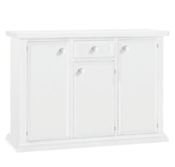 Credenza in legno, bianco opaco, arte povera - cm 120x86