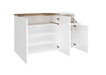 Scarpiera 3 ante, 1 anta ribalta bianco lucido pero, made in Italy
