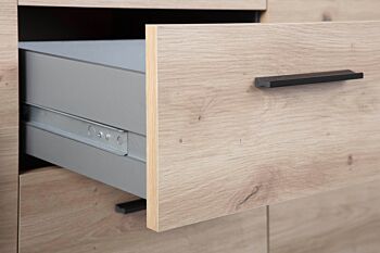 Credenza, madia 2 ante e 4 cassetti, colore quercia  con scocca grigio antracite