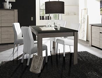 Tavolo con piana effetto Marmo e struttura Rovere Grigio, L.160 cm